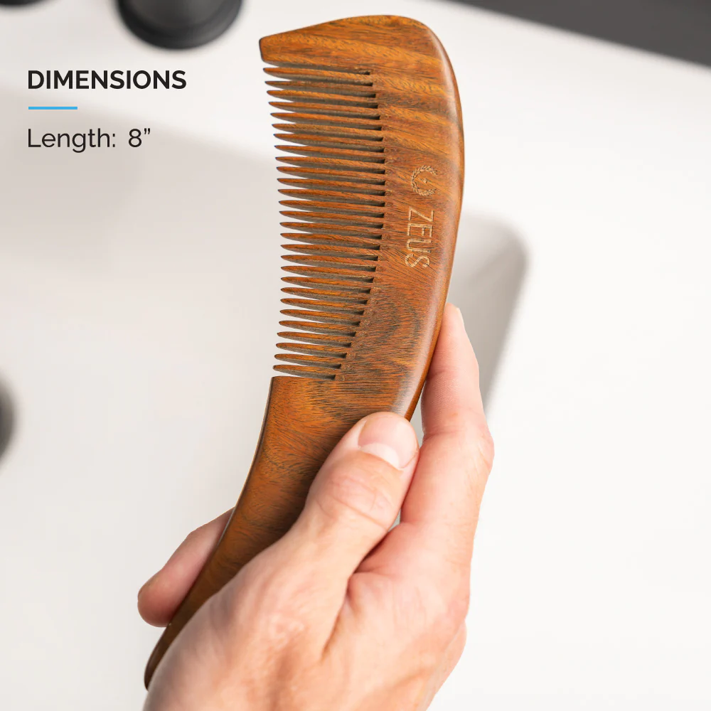 Large Curved Beard Comb + Sheath, Sandalwood - Image 6